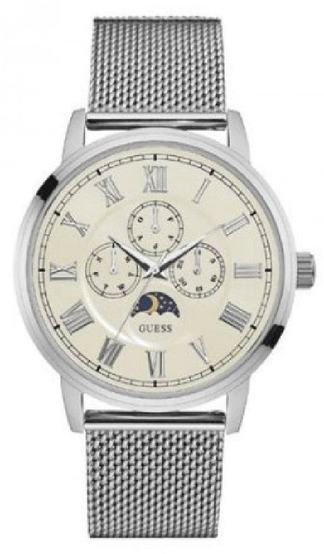  Shop Authentic Guess Delancy White Dial Silver Mesh Bracelet Watch for Men - W0871G4 - Luxxuri