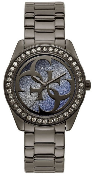  Shop Authentic Guess G Twist Diamonds Purple Dial Black Steel Strap Watch For Women - W1201L4 - Luxxuri