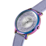  Shop Authentic Guess Dahlia Analog Silver Dial Purple Leather Strap Watch For Women - GW0529L4 - Luxxuri