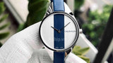  Shop Authentic Calvin Klein Rebel Blue Silver Dial Blue Leather Strap Watch for Women - K8P231V6 - Luxxuri