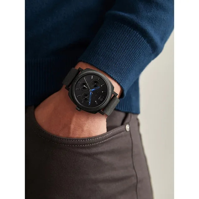  Shop Authentic Fossil Machine Chronograph Black Dial Black Leather Strap Watch for Men - FS5361 - Luxxuri