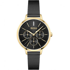  Shop Authentic Hugo Boss Symphony Black Dial Black Mesh Bracelet Watch for Women - 1502601 - Luxxuri