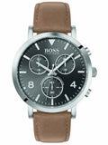 Shop Authentic Hugo Boss Spirit Grey Dial Brown Leather Strap Watch for Men - 1513691 - Luxxuri