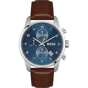  Shop Authentic Hugo Boss Skymaster Blue Dial Brown Leather Strap Watch for Men - 1513940 - Luxxuri