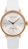 Shop Authentic Calvin Klein Accent Silver Dial White Leather Strap Watch for Women - K2Y236K6 - Luxxuri