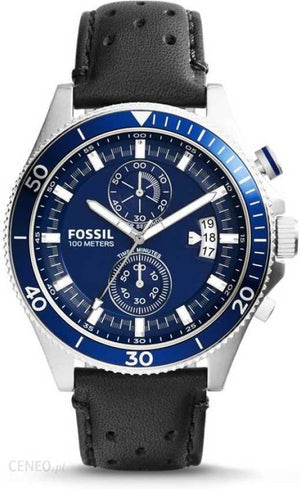  Shop Authentic Fossil Wakefield Chronograph Blue Dial Black Leather Strap Watch for Women - CH2945 - Luxxuri