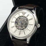  Shop Authentic Emporio Armani Meccanico White Dial Brown Leather Strap Watch For Men - AR1946 - Luxxuri