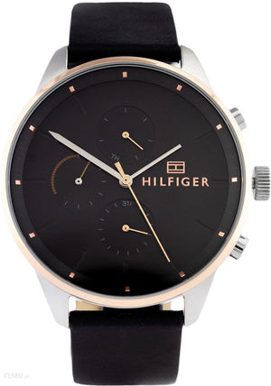  Shop Authentic Tommy Hilfiger Chase Chronograph Quartz Grey Dial Black Leather Strap Watch For Men - 1791488 - Luxxuri