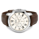  Shop Authentic Fossil Grant Chronograph White Dial Brown Leather Strap Watch for Men - FS4735 - Luxxuri
