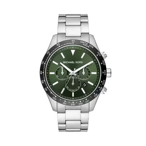  Shop Authentic Michael Kors Layton Chronograph Green Dial Silver Steel Strap Watch For Men - MK8912 - Luxxuri