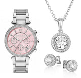  Shop Authentic Michael Kors Parker Chronograph Pink Dial Silver Steel Strap Watch For Women - MK6105 - Luxxuri