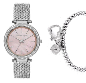  Shop Authentic Michael Kors Darci Analog Pink Dial Silver Mesh Bracelet Watch For Women - MK4518 - Luxxuri