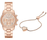  Shop Authentic Michael Kors Ritz Chronograph Rose Gold Dial Rose Gold Steel Strap Watch For Women - MK7302 - Luxxuri