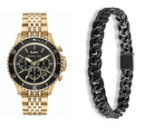  Shop Authentic Michael Kors Bayville Chronograph Black Dial Gold Steel Strap Watch For Men - MK8726 - Luxxuri
