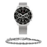  Shop Authentic Tommy Hilfiger Jordan Chronograph Black Dial Silver Mesh Strap Watch For Men - 1792092 - Luxxuri