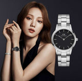  Shop Authentic Daniel Wellington Iconic Link Black Dial Silver Steel Strap Watch for Women - DW00100204 - Luxxuri
