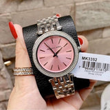  Shop Authentic Michael Kors Darci Crystal Pink Dial Silver Stainless Steel Strap Watch for Women - MK3352 - Luxxuri