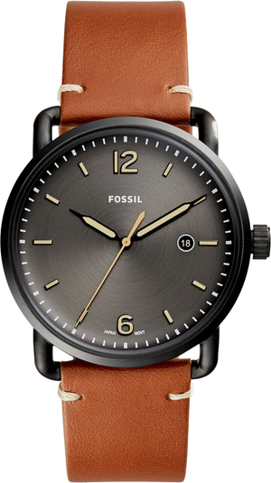  Shop Authentic Fossil Commuter Three Hand Date Black Dial Brown Leather Strap Watch for Men - FS5276 - Luxxuri