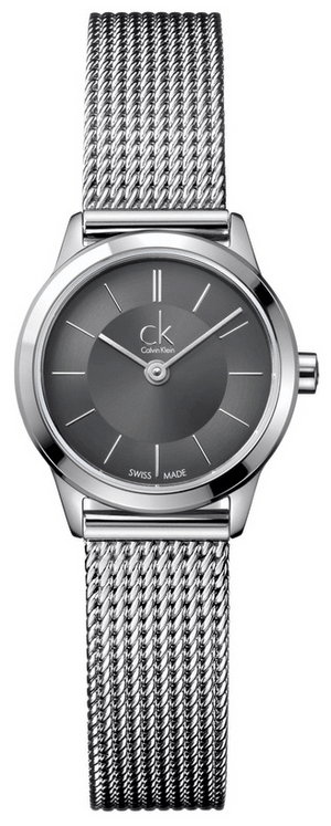  Shop Authentic Calvin Klein Minimal Grey Dial Silver Mesh Bracelet Watch for Women - K3M23124 - Luxxuri