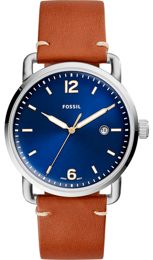  Shop Authentic Fossil Commuter Blue Dial Blue Leather Strap Watch for Men - FS5325 - Luxxuri
