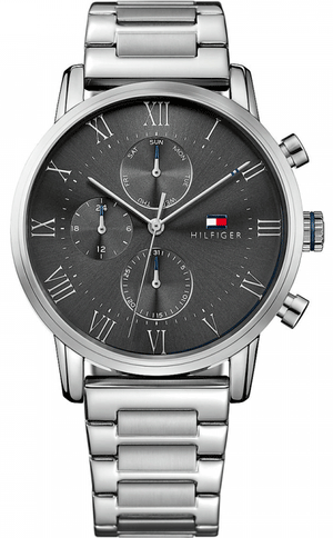  Shop Authentic Tommy Hilfiger Kane Chronograph Grey Dial Silver Steel Strap Watch for Men - 1791397 - Luxxuri