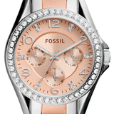  Shop Authentic Fossil Riley Multifunction Rose Gold Dial Two Tone Steel Strap Watch for Women - ES4145 - Luxxuri