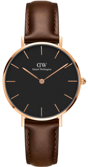  Shop Authentic Daniel Wellington Classic Petite Bristol Black Dial Brown Leather Strap Watch For Women - DW00100165 - Luxxuri