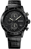 Shop Authentic Hugo Boss Rafale Chronograph Black Dial Black Leather Strap Watch For Men - 1513389 - Luxxuri