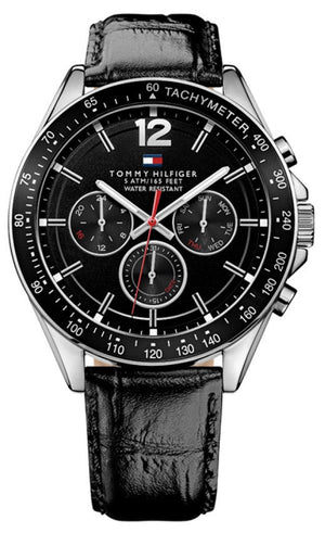  Shop Authentic Tommy Hilfiger Luke Quartz Black Dial Black Leather Strap Watch for Men - 1791117 - Luxxuri
