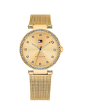  Shop Authentic Tommy Hilfiger Lynn Quartz Gold Dial Gold Mesh Bracelet Watch For Women - 1781864 - Luxxuri