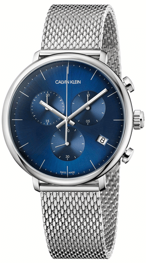  Shop Authentic Calvin Klein High Noon Chronograph Blue Dial Silver Mesh Bracelet Watch for Men - K8M2712N - Luxxuri