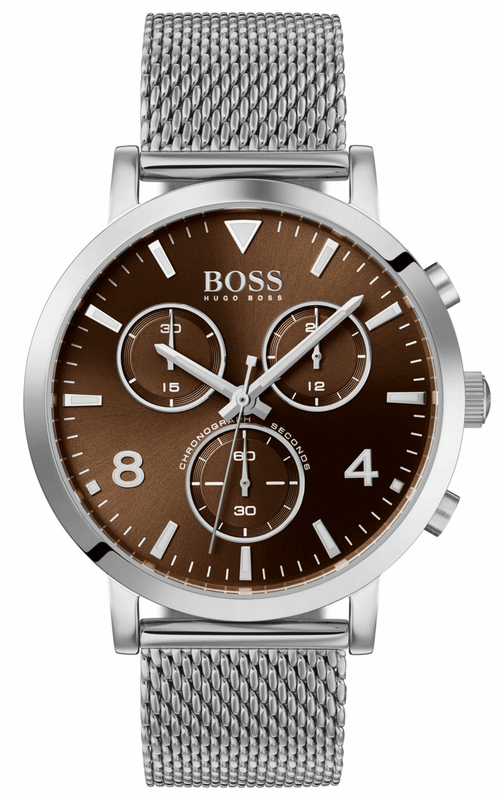  Shop Authentic Hugo Boss Spirit Brown Dial Silver Mesh Bracelet Watch for Men - 1513694 - Luxxuri