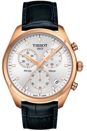  Shop Authentic Tissot T Classic PR 100 Chronograph Silver Dial Black Leather Strap Watch for Men - T101.417.36.031.00 - Luxxuri