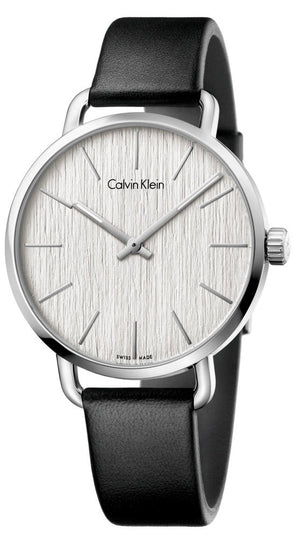  Shop Authentic Calvin Klein Even White Dial Black Leather Strap Watch for Women - K7B211C6 - Luxxuri