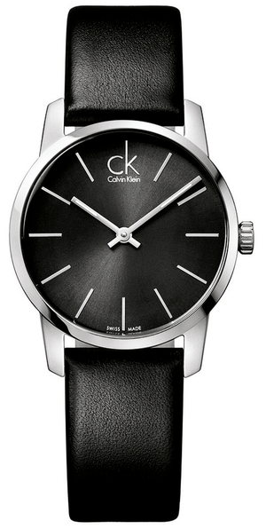  Shop Authentic Calvin Klein City Black Dial Black Leather Strap Watch For Women - K2G23107 - Luxxuri