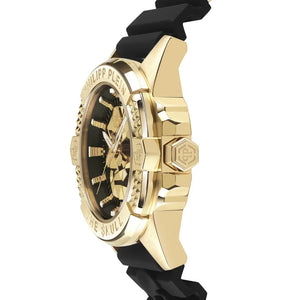 Philipp Plein The Skull Gold Dial Black Silicone Strap Watch for Men - PWAAA0221