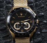 Shop Authentic Maserati Traguardo 45mm Quartz Gold Black Dial Watch For Men - R8873612010 - Luxxuri
