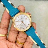  Shop Authentic Burberry Heritage Gold Dial Blue Leather Strap Watch for Women - BU9112 - Luxxuri