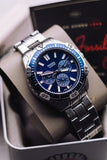  Shop Authentic Fossil Garrett Chronograph Blue Dial Silver Steel Strap Watch for Men - FS5623 - Luxxuri