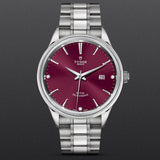  Shop Authentic Tudor Style Automatic Burgundy Red Dial Silver Steel Strap Watch for Men - M12710-0015 - Luxxuri