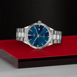  Shop Authentic Tudor Style Automatic Diamonds Blue Dial Silver Steel Strap Watch for Men - M12710-0017 - Luxxuri