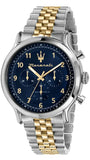 Maserati Epoca Chronograph Blue Dial Two Tone Steel Strap Watch for Men - R8873618030
