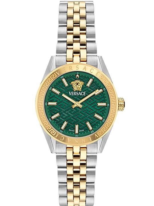  Shop Authentic Versace V-Code Analog Green Dial Two Tone Steel Strap Watch for Women - VE8I00424 - Luxxuri