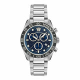  Shop Authentic Versace Greca Dome Chronograph Blue Dial Silver Steel Strap Watch for Men - VE6K00323 - Luxxuri