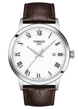 Tissot T Classic Dream Quartz White Dial Brown Leather Strap Watch for Men - T129.410.16.013.00