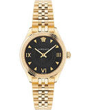  Shop Authentic Versace Hellenyium Quartz Black Dial Gold Steel Strap Watch for Women - VE2S00622 - Luxxuri