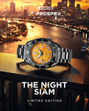 Seiko Prospex The Night of Siam Limited Edition Yellow Dial Silver Steel Strap Watch for Men - SPB487J1