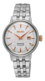 Seiko Presage Cocktail Time Skydiving Automatic Diamonds Mother of Pearl Dial Silver Steel Strap Watch for Women - SRE009J1