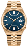 Citizen Tsuyosa 60 Automatic Blue Dial Rose Gold Steel Strap Watch for Men - NK0023-57L