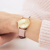 Gucci G Timeless Gold Dial Pink Leather Strap Watch for Women - YA1265041
